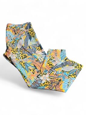 Calvin Klein Floral & Abstract Print Performance Leggings Ruched At Ankles